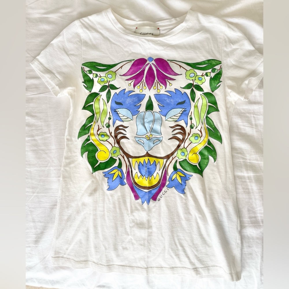 Gucci Short-Sleeve Lion T-Shirt, Size 4-12